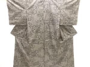 未使用品　花に抽象模様織り出し本場泥大島紬着物(5マルキ)